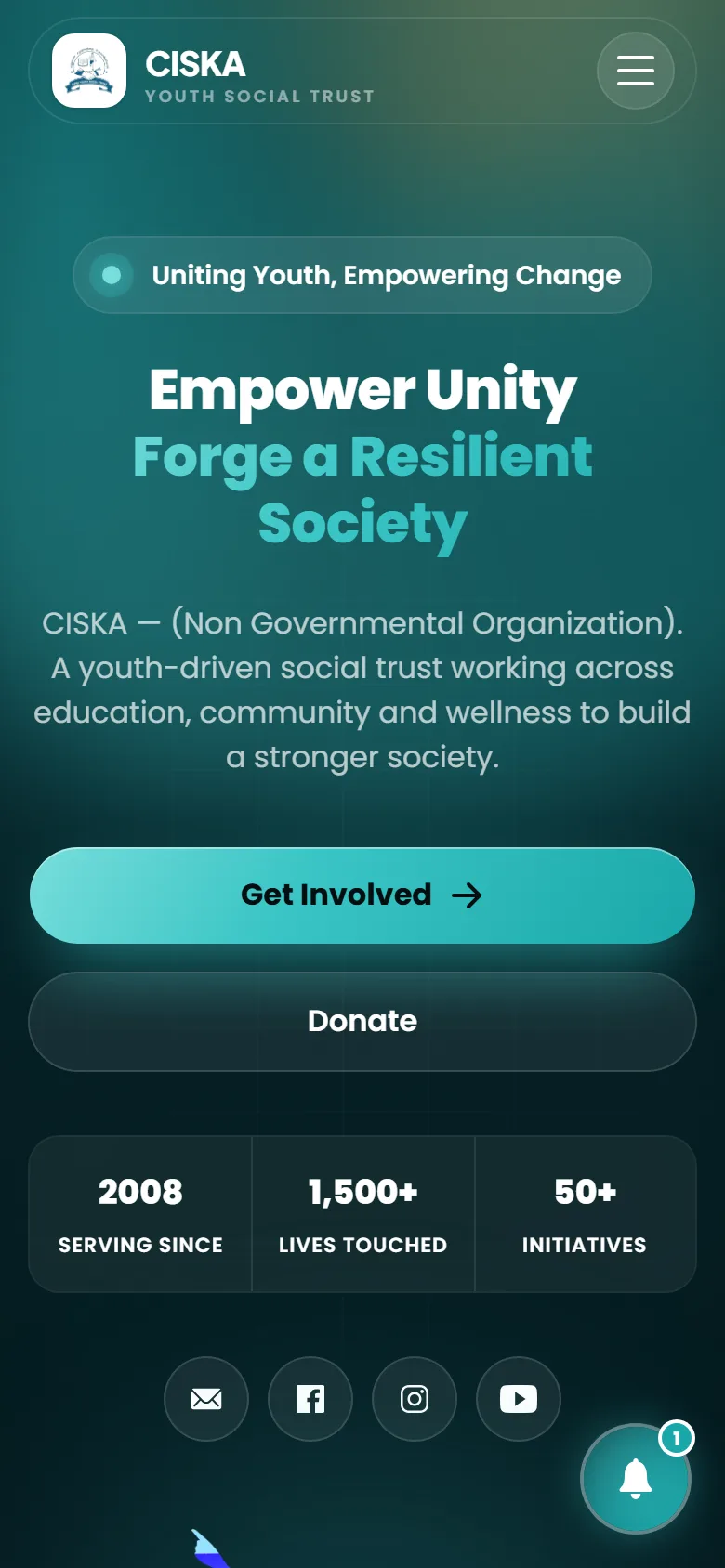 CISKA home page, mobile