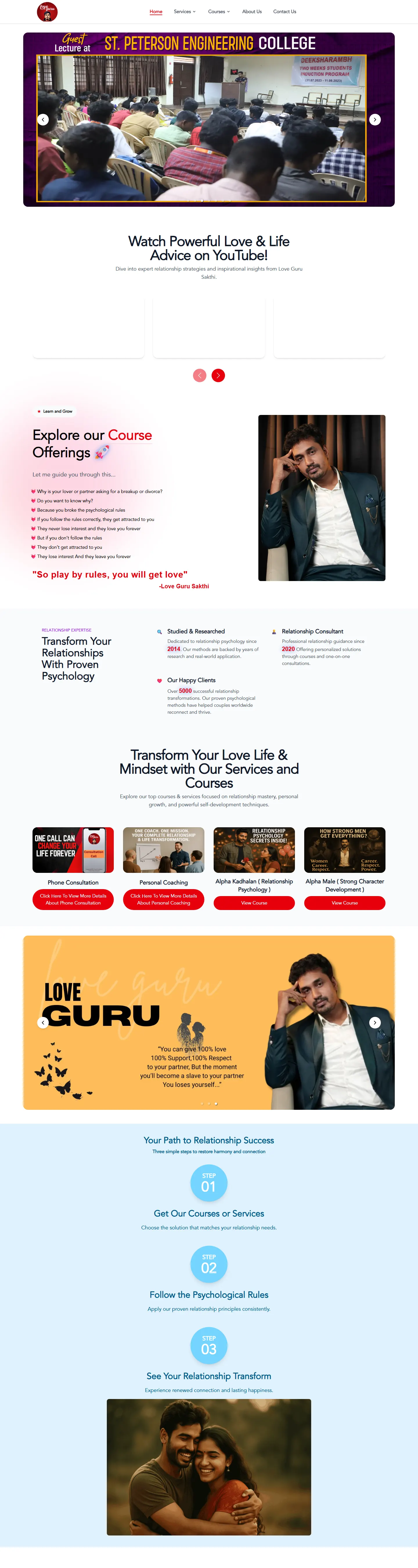 LoveGuru Sakthi home page, desktop